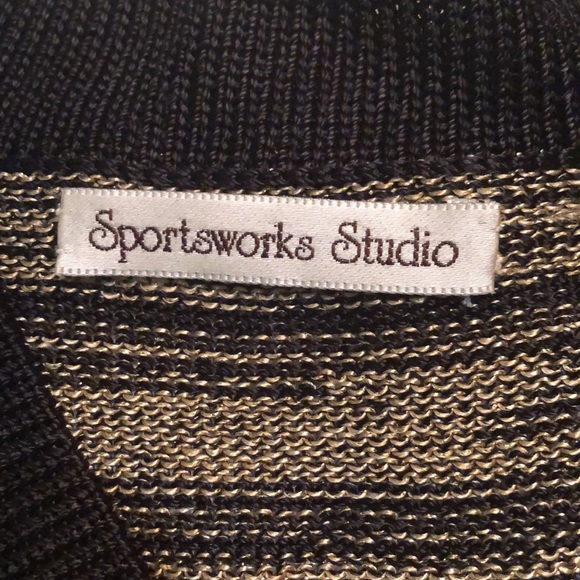 Sportsworks Studio Color block metallic gold threaded in black long cardigan - Picture 9 of 13